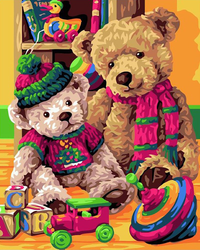 Cozy Teddy Bear Playroom - 40x50 cm paint by numbers kit