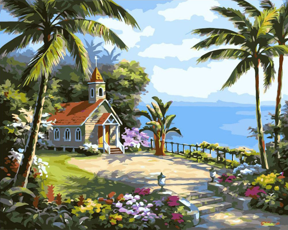 Tropical Chapel Garden - 40x50 cm paint by numbers kit