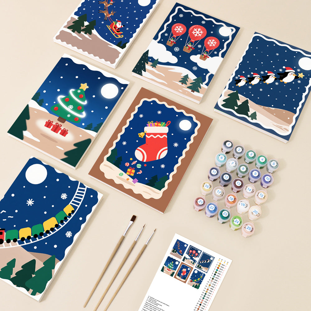 Whimsical Christmas Night Mini Paint by Numbers Set – 6 Designs