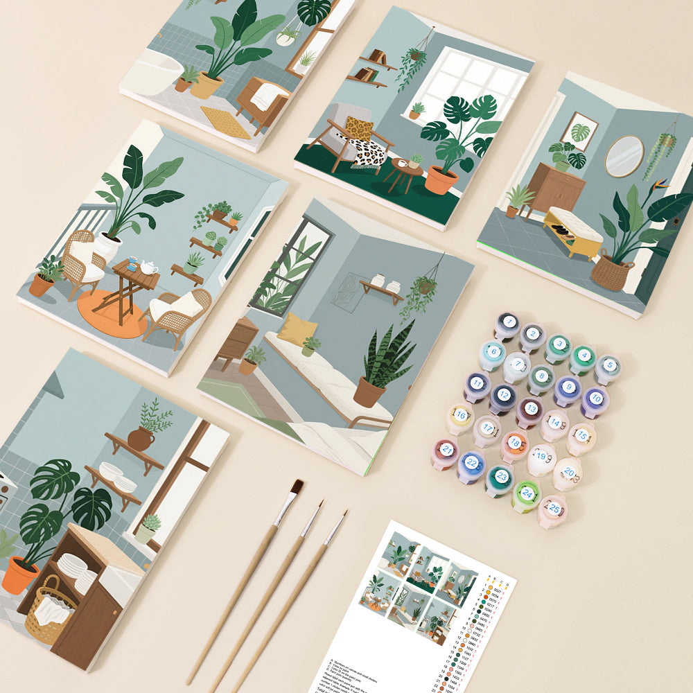 Cozy Plant Interiors Mini Paint by Numbers Set - 6 Designs