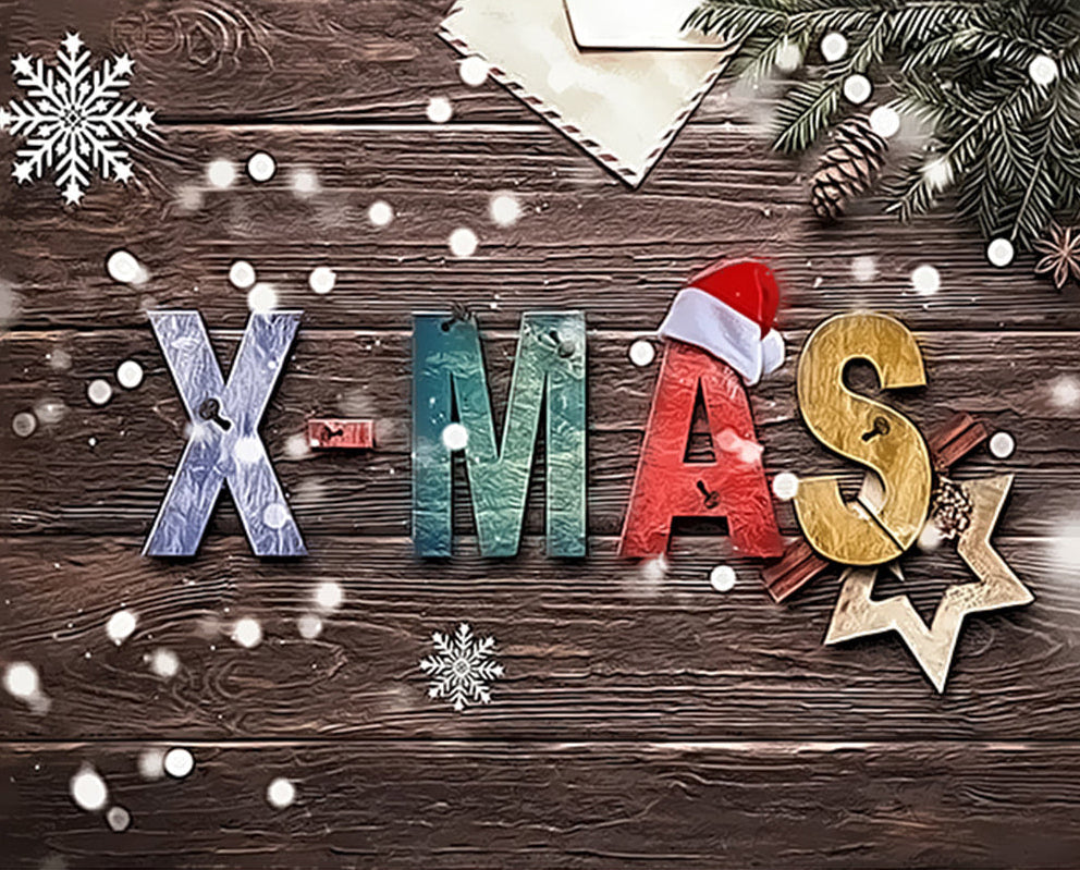 Christmas Wooden Letters - 40x50 cm paint by numbers kit