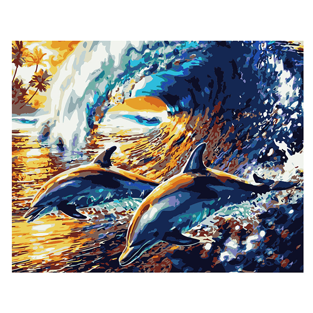 Dolphins in Ocean Waves - 40x50 cm paint by numbers kit