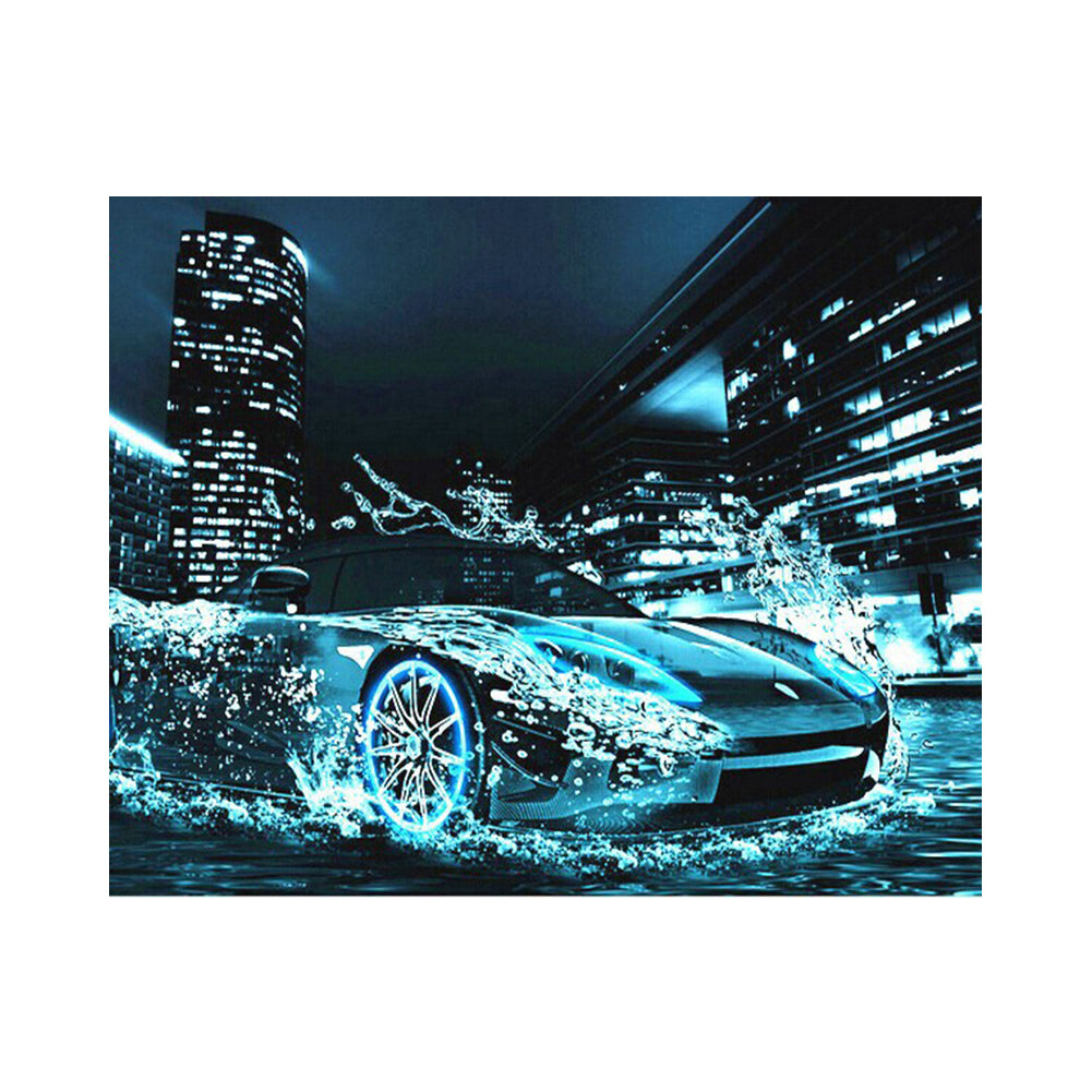 Neon Sports Car Splash - 40x50 cm paint by numbers kit