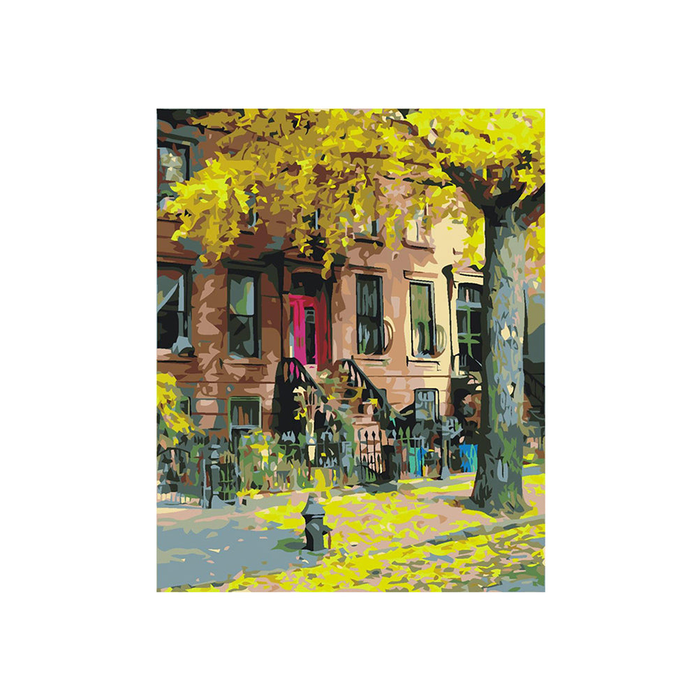Autumn Brownstone Street - 40x50 cm paint by numbers kit