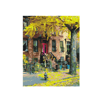 Autumn Brownstone Street - 40x50 cm paint by numbers kit