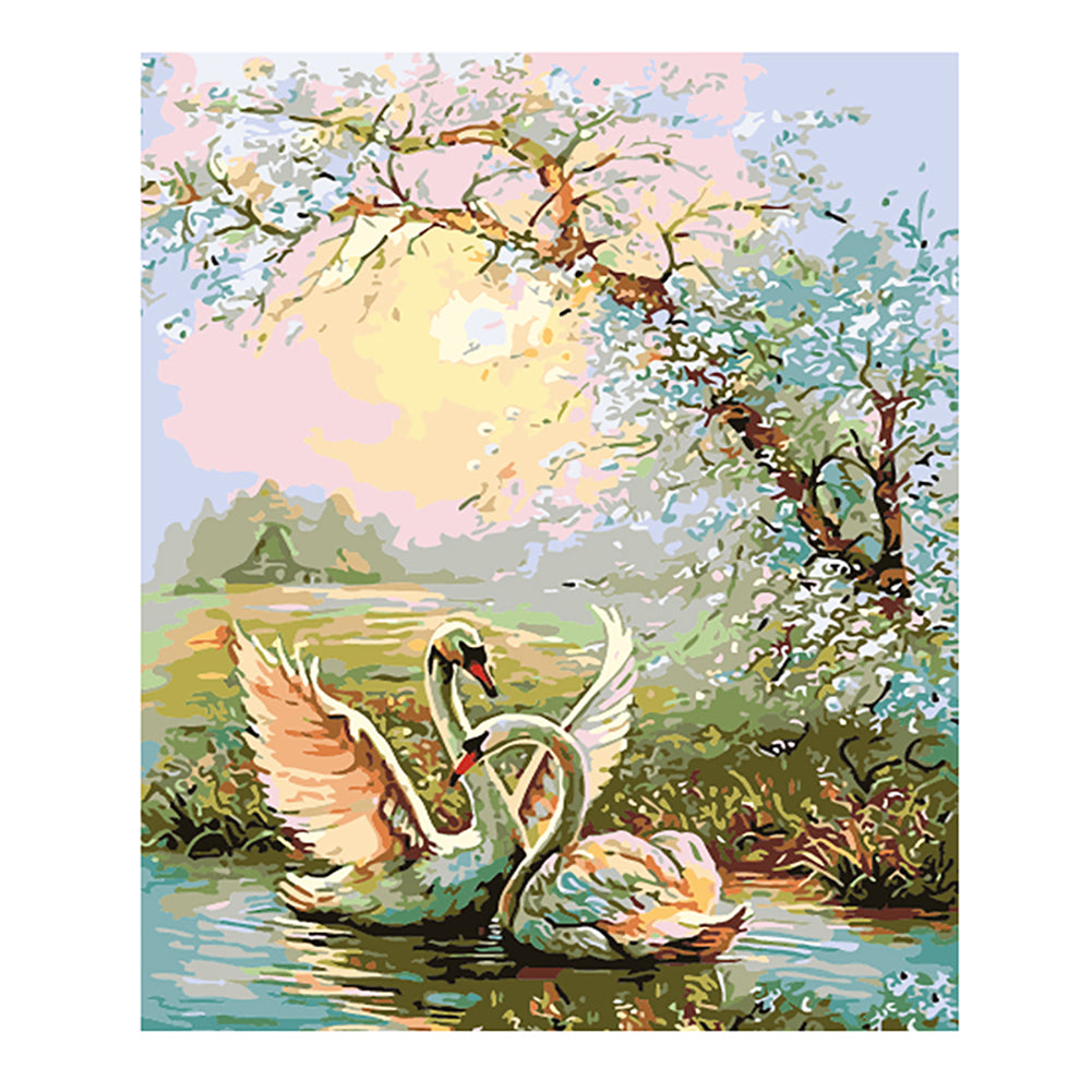 Swans at Golden Sunset - 40x50 cm paint by numbers kit