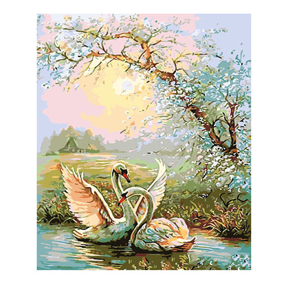 Swans at Golden Sunset - 40x50 cm paint by numbers kit