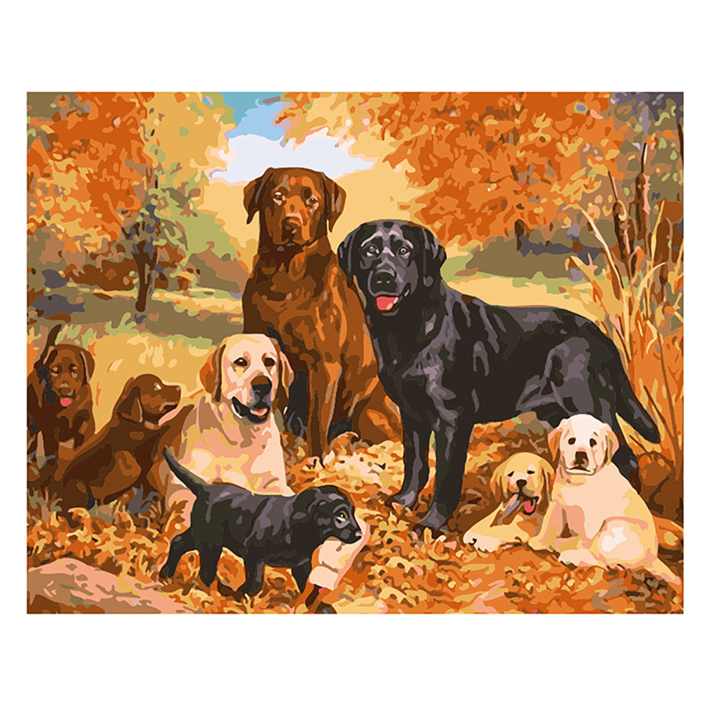 Labrador Family in Autumn - 40x50 cm paint by numbers kit