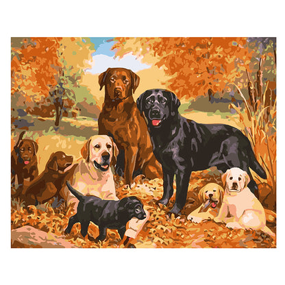 Labrador Family in Autumn - 40x50 cm paint by numbers kit