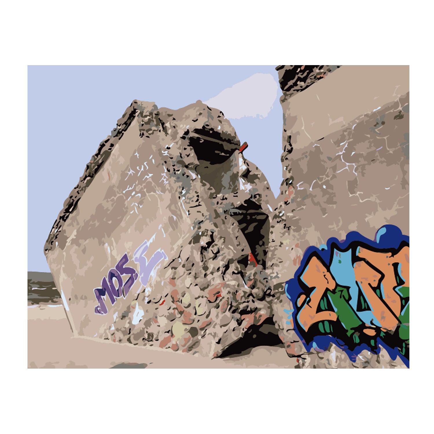 Graffiti Ruins by the Sea - 40x50 cm paint by numbers kit