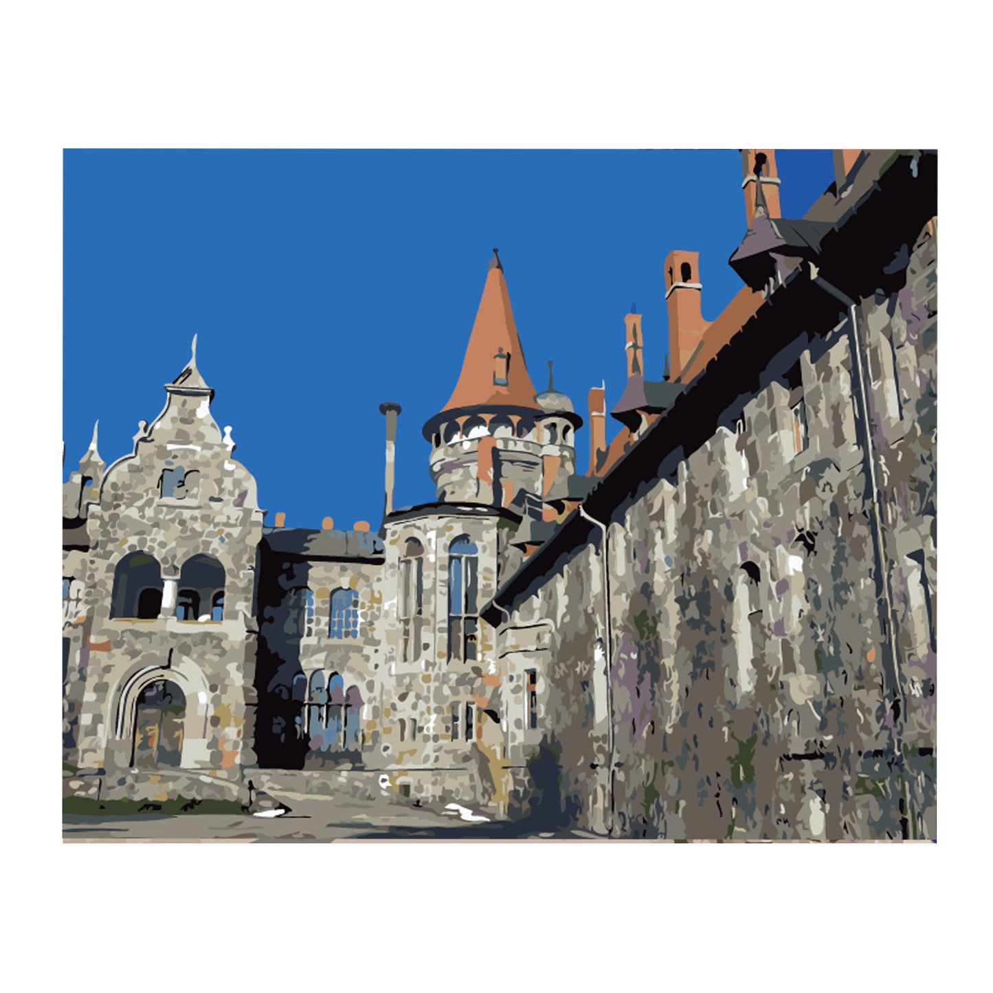 Stone Castle Under Blue Sky - 40x50 cm paint by numbers kit