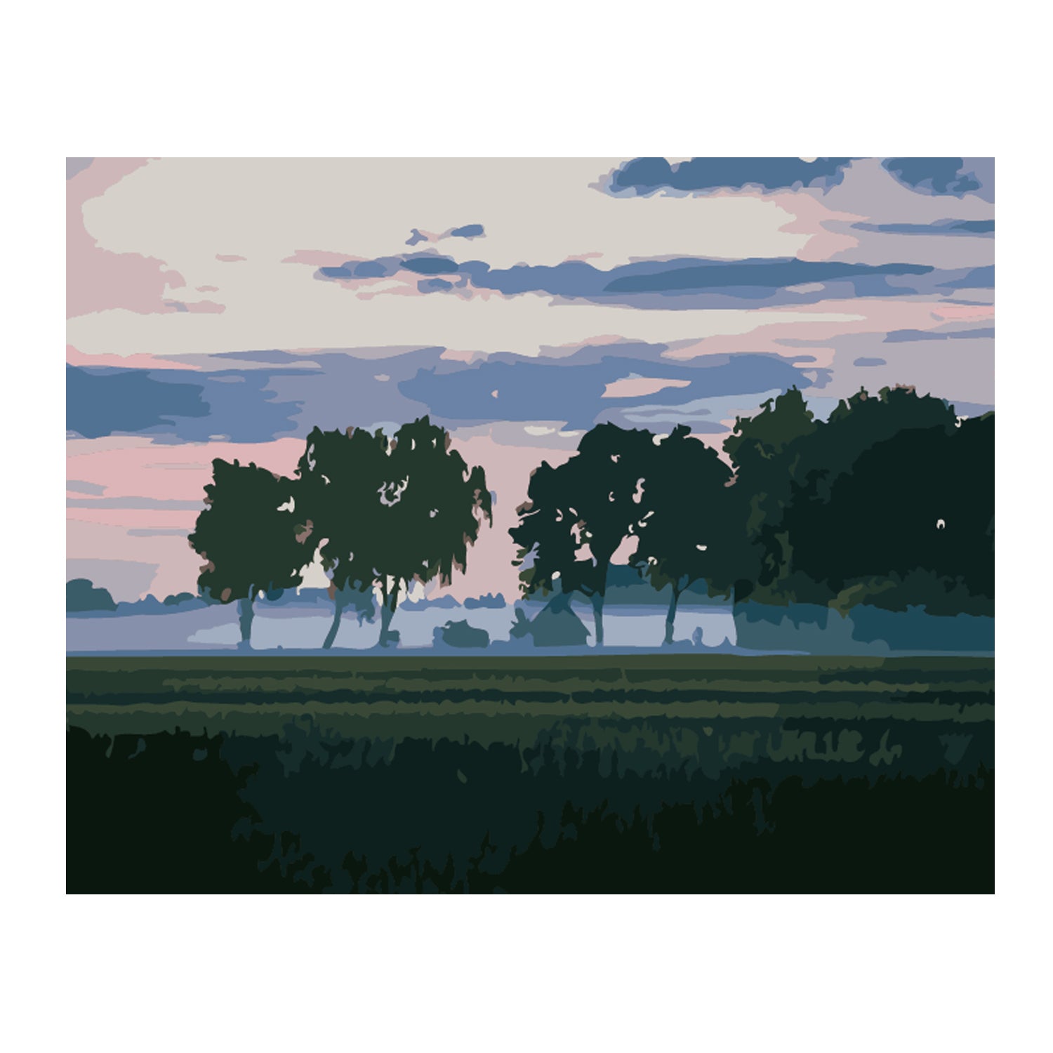 Misty Trees at Dusk - 40x50 cm paint by numbers kit
