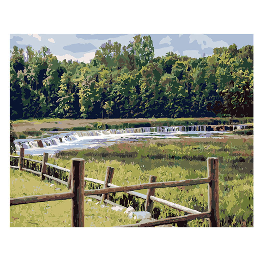 Riverside Waterfall Meadow - 40x50 cm paint by numbers kit