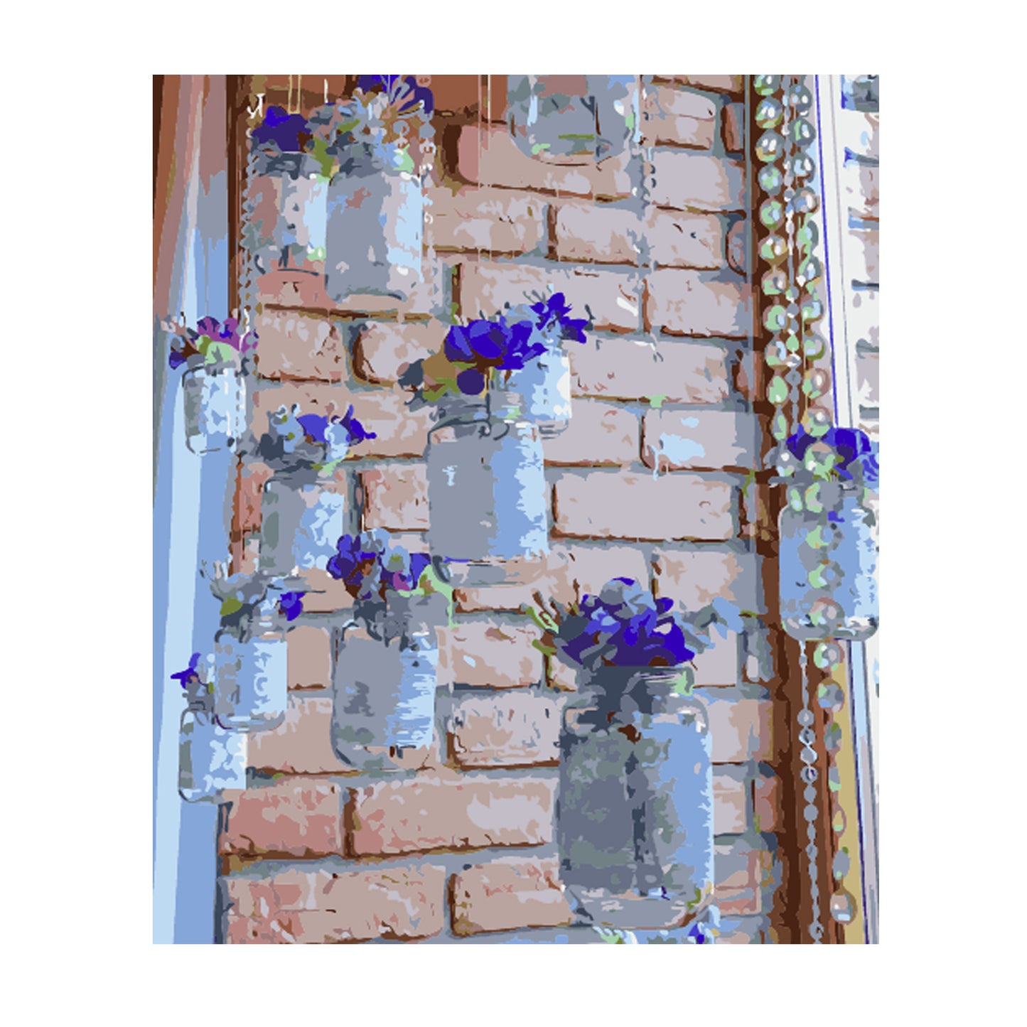 Hanging Blue Flower Jars - 40x50 cm paint by numbers kit