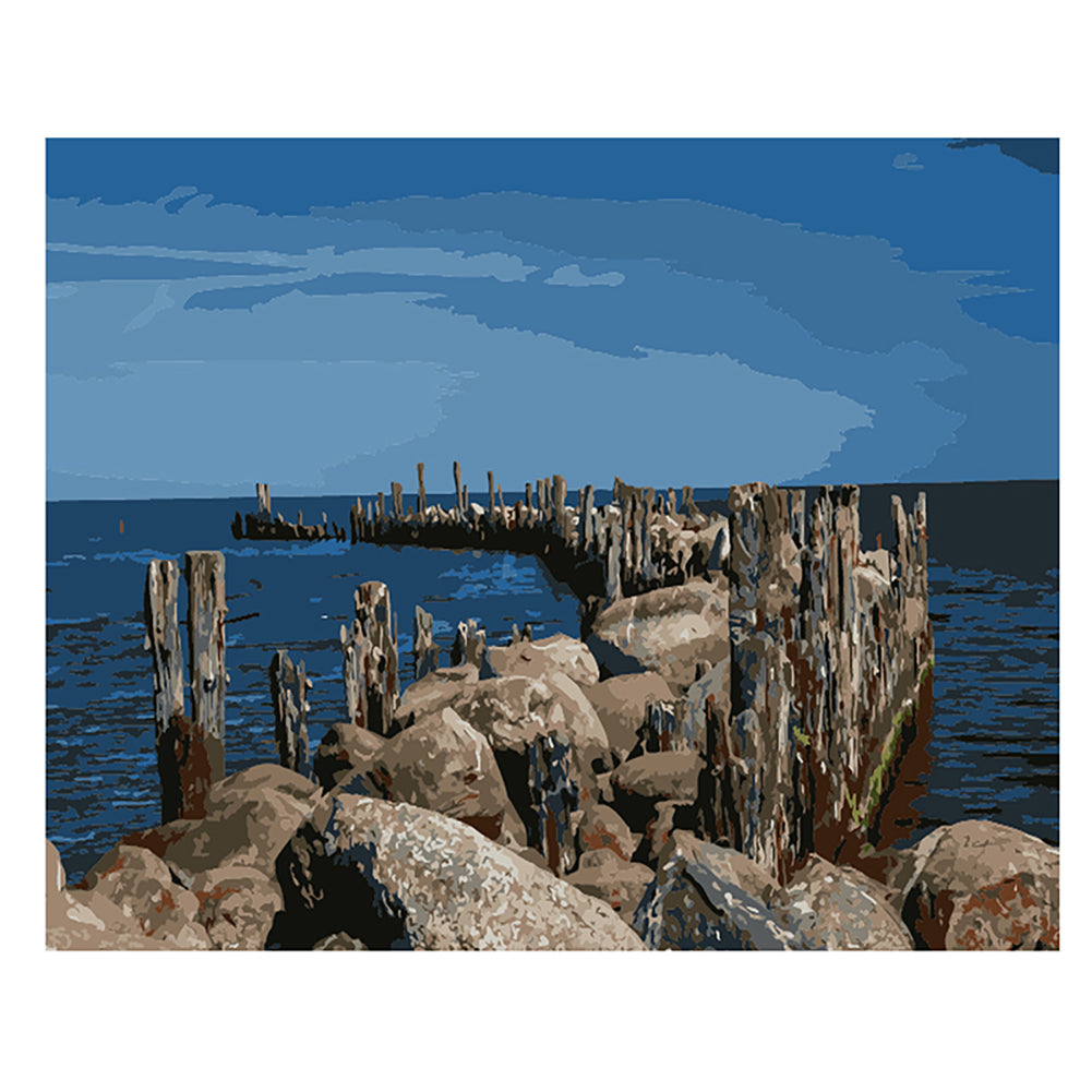 Rocky Coastal Pier - 40x50 cm paint by numbers kit