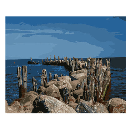 Rocky Coastal Pier - 40x50 cm paint by numbers kit