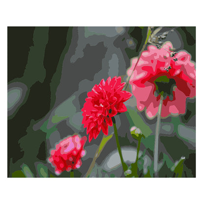 Bright Red Garden Blooms - 40x50 cm paint by numbers kit