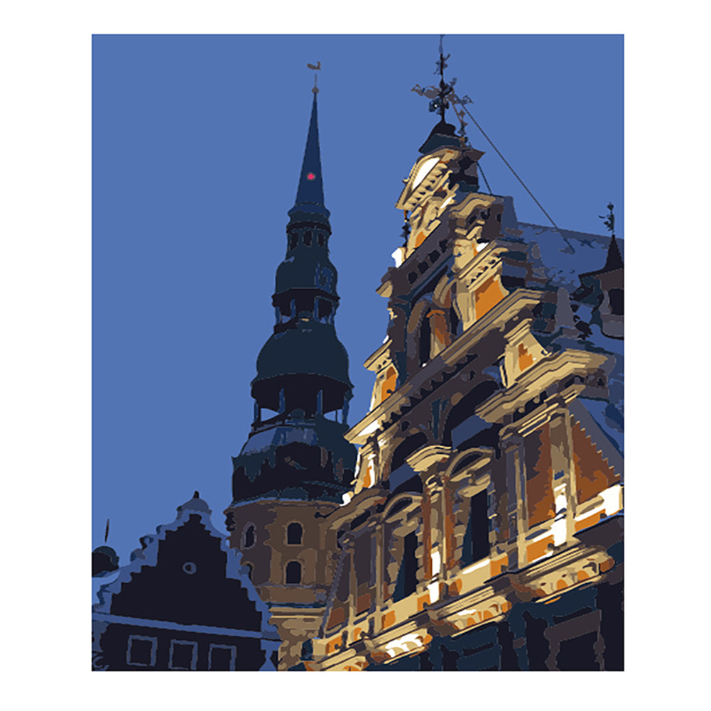 Illuminated Church Tower - 40x50 cm paint by numbers kit