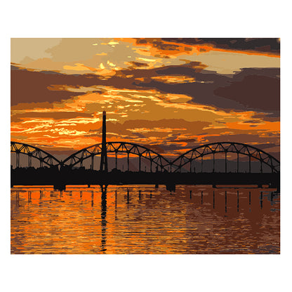 Sunset Bridge Reflection - 40x50 cm paint by numbers kit