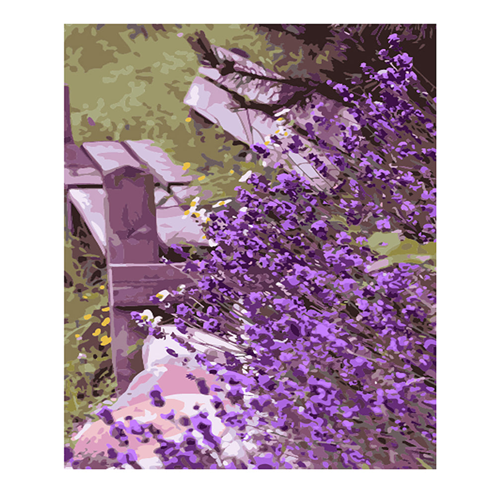 Lavender Garden Bench - 40x50 cm paint by numbers kit