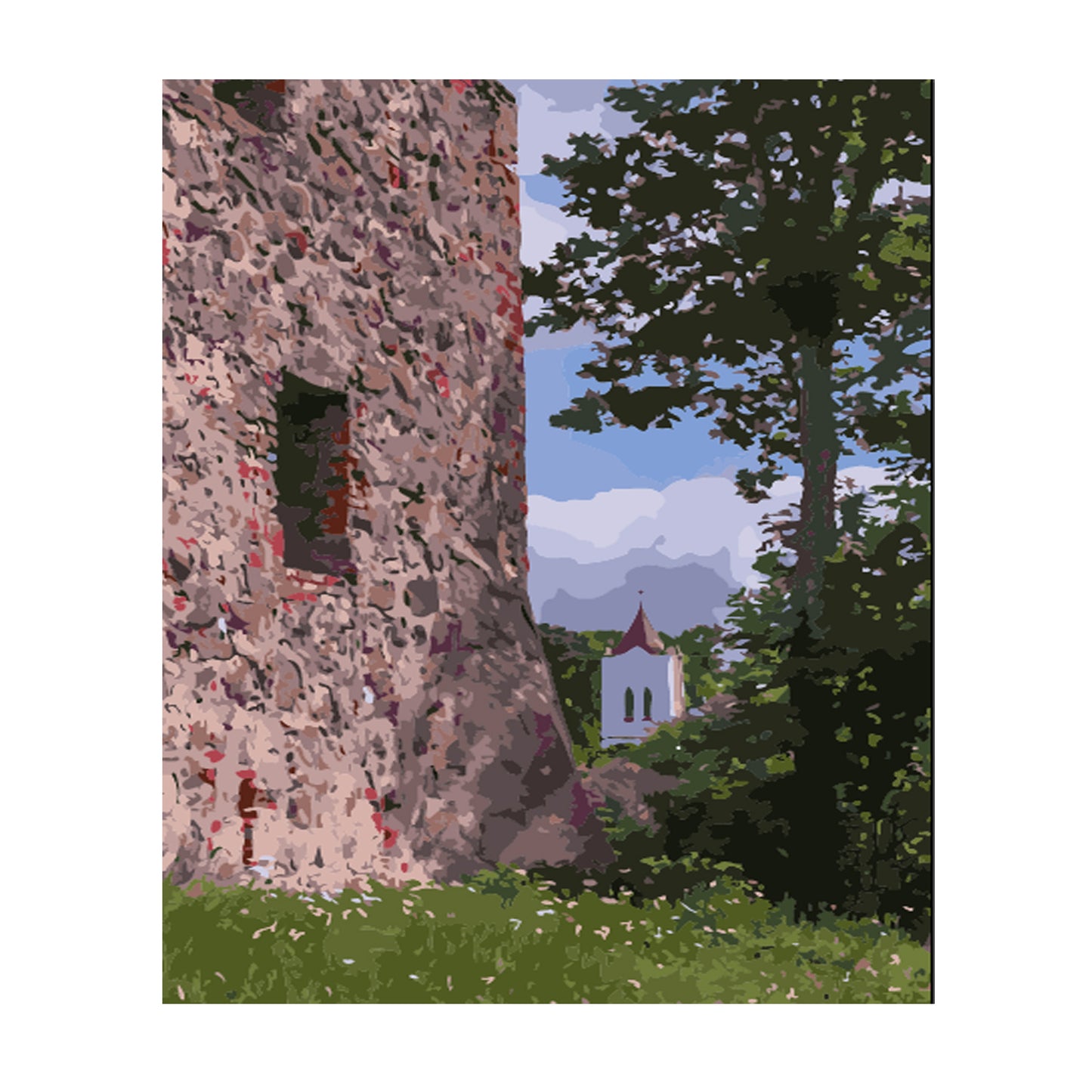 Old Stone Wall and Chapel - 40x50 cm paint by numbers kit