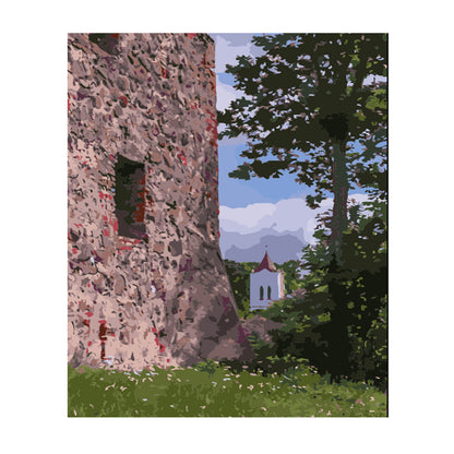 Old Stone Wall and Chapel - 40x50 cm paint by numbers kit