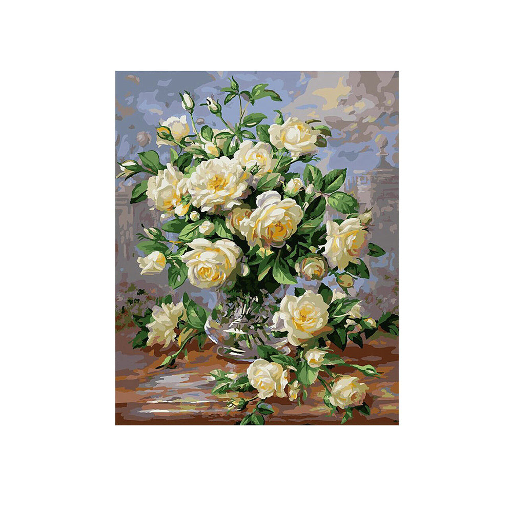 White Roses in Bloom - 40x50 cm paint by numbers kit