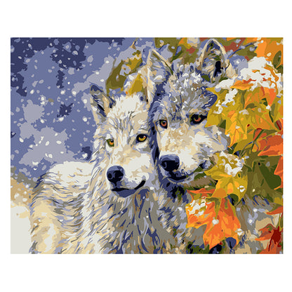 Winter Wolves and Autumn Leaves - 40x50 cm paint by numbers kit