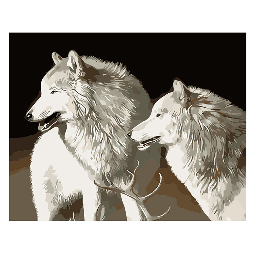 White Wolves Together - 40x50 cm paint by numbers kit