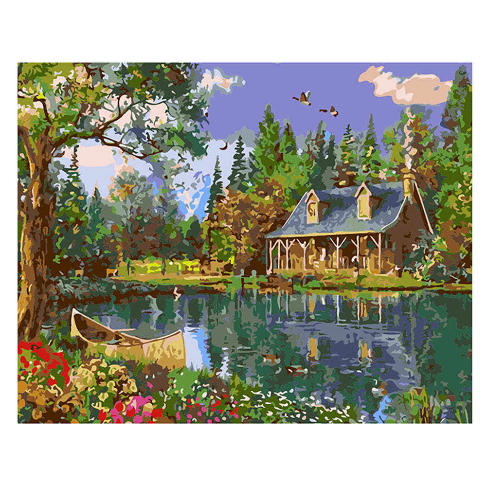 Lakeside Cottage Retreat - 40x50 cm paint by numbers kit