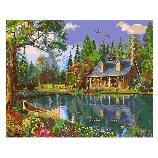 Lakeside Cottage Retreat - 40x50 cm paint by numbers kit