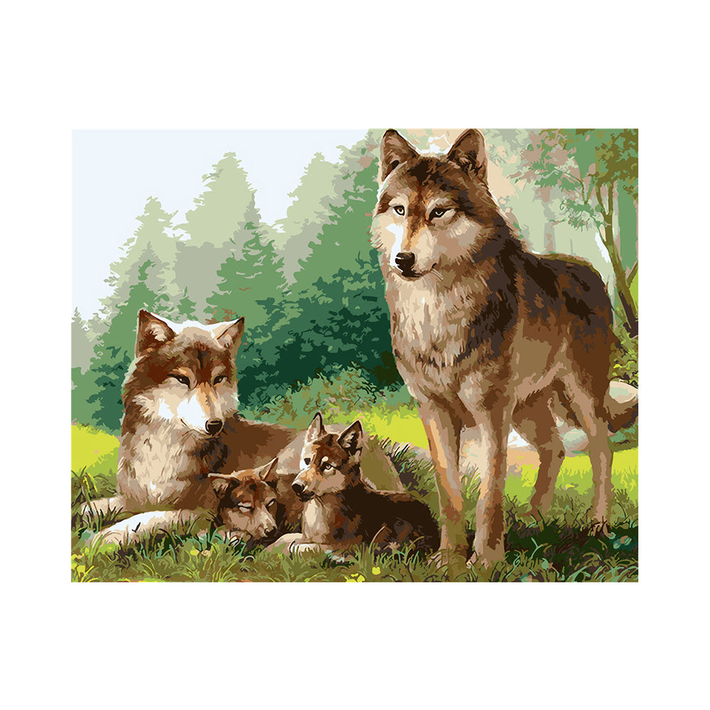 Wolf Family in the Forest - 40x50 cm paint by numbers kit
