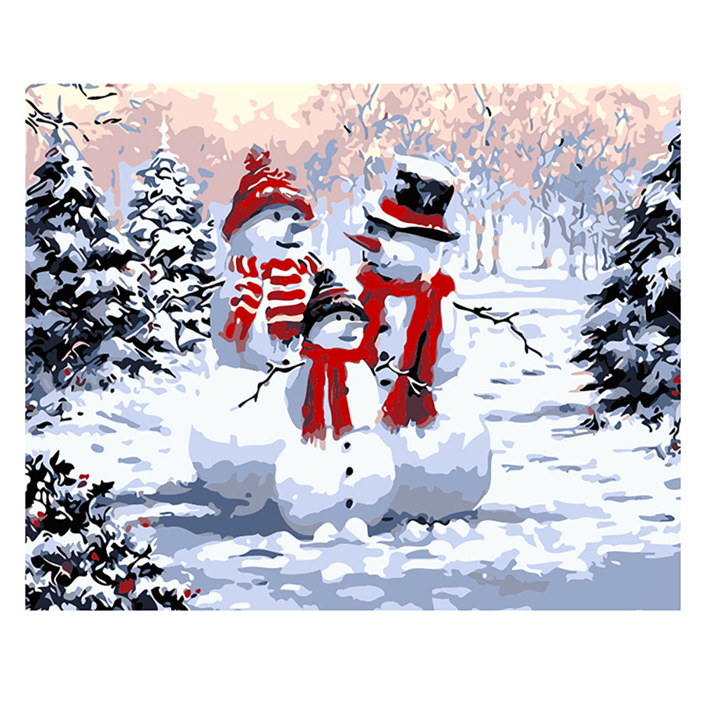 Winter Snowman Family - 40x50 cm paint by numbers kit
