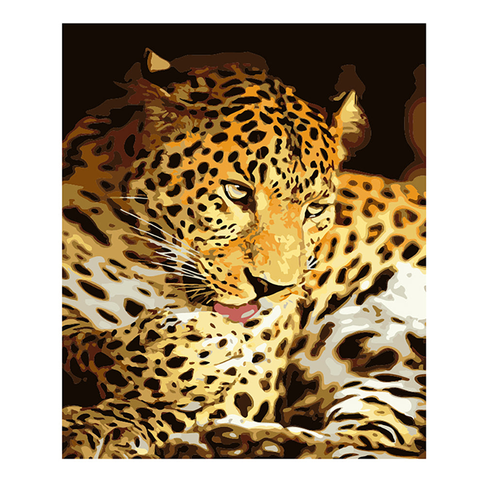 Golden Leopard Portrait - 40x50 cm paint by numbers kit