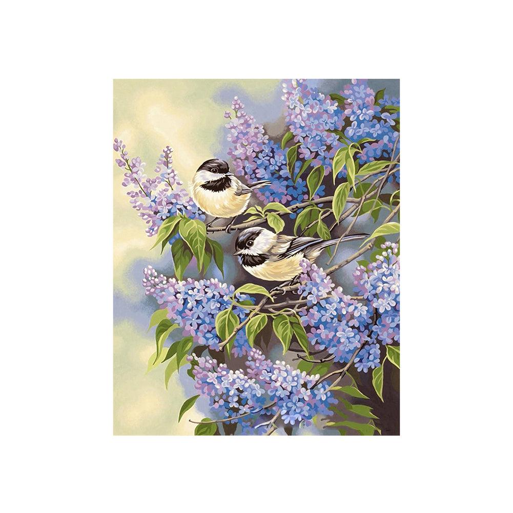 Chickadees Among Lilacs - 40x50 cm paint by numbers kit