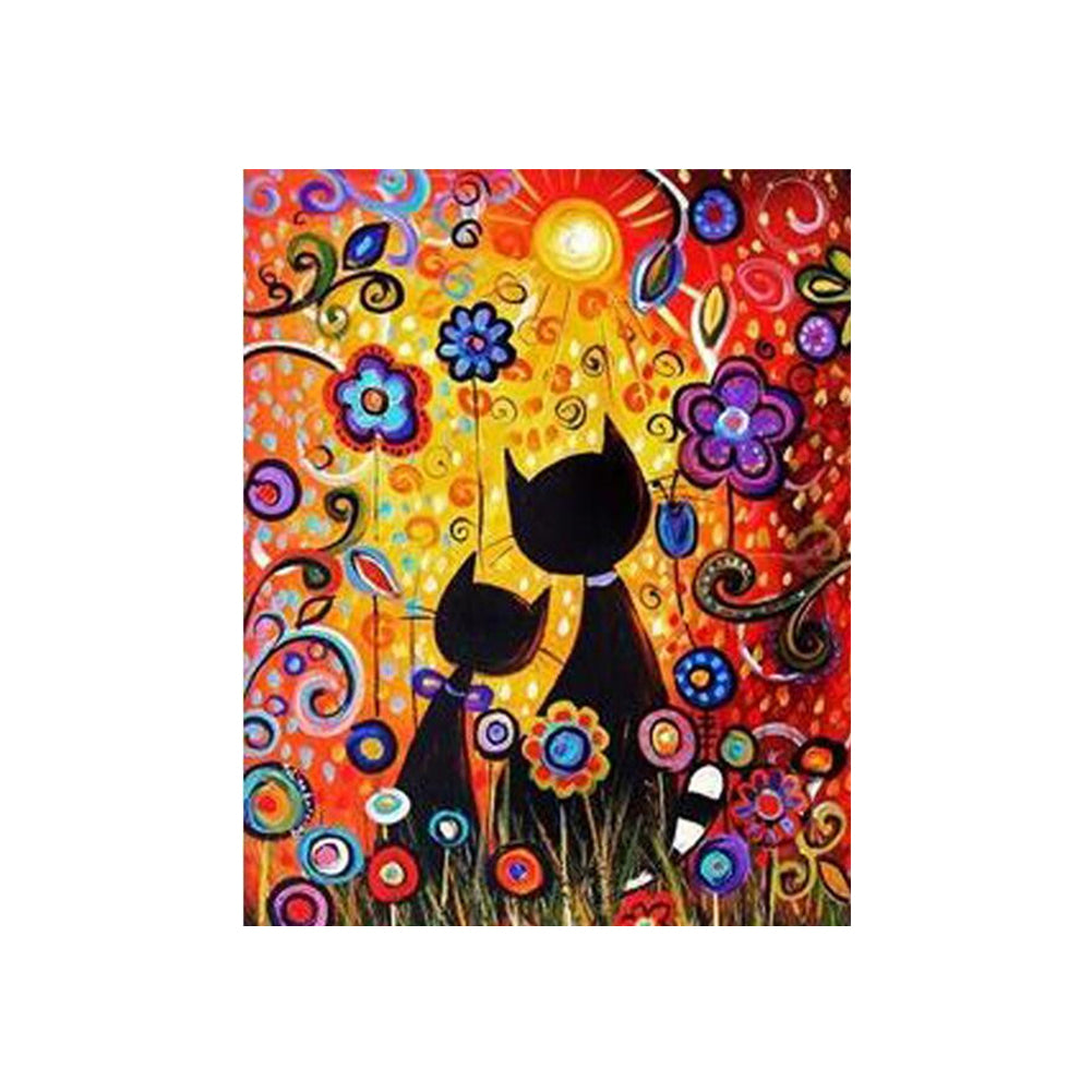 Black Cats in Colorful Garden - 40x50 cm paint by numbers kit