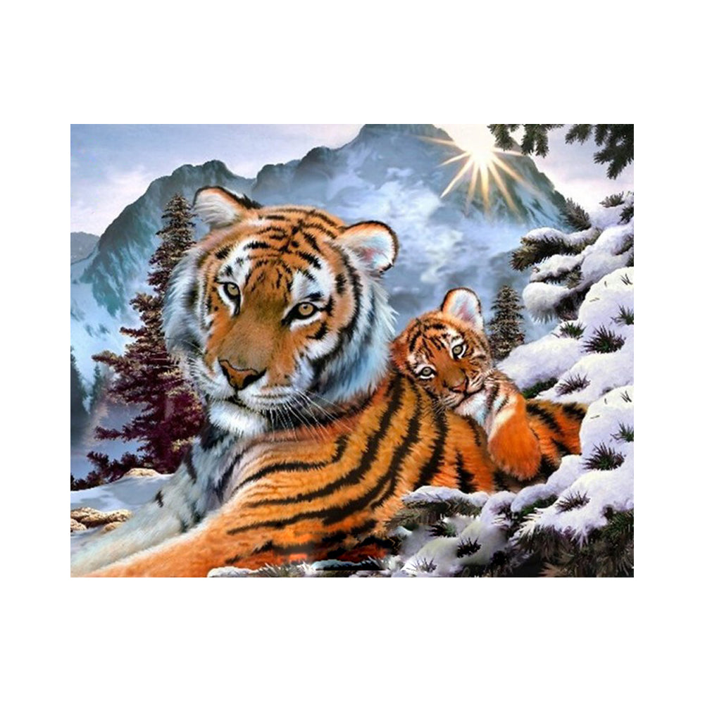 Snowy Tiger Family - 40x50 cm paint by numbers kit