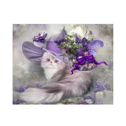 Purple Hat Persian Cat - 40x50 cm paint by numbers kit
