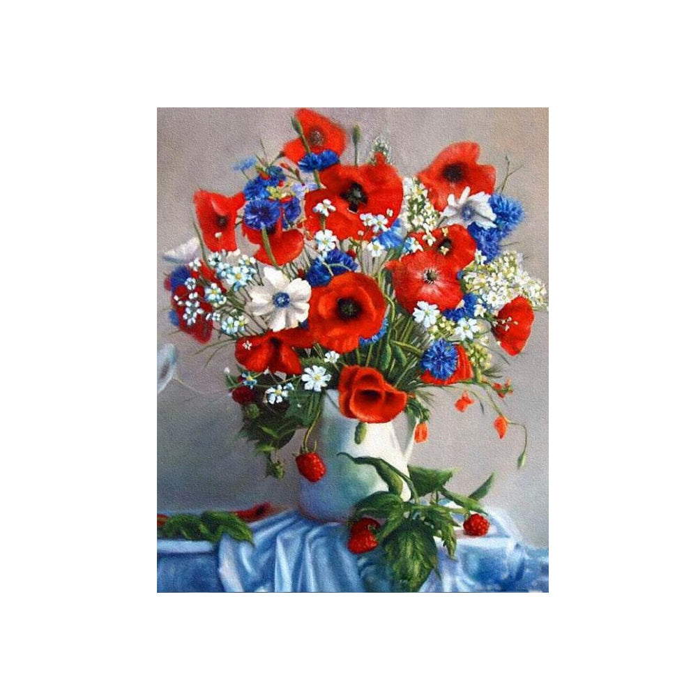 Red Roses in White Vase - 40x50 cm paint by numbers kit