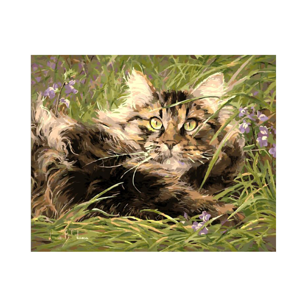 Cat Resting in Wildflowers - 40x50 cm paint by numbers kit