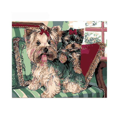 Yorkie Mother and Puppy - 40x50 cm paint by numbers kit