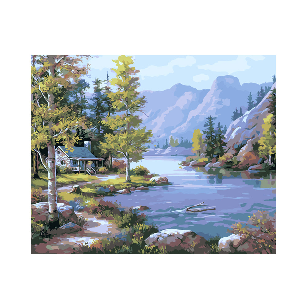Mountain Lake Cabin - 40x50 cm paint by numbers kit