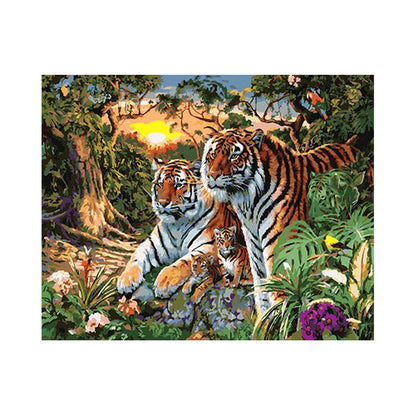 Tiger Family at Sunset - 40x50 cm paint by numbers kit