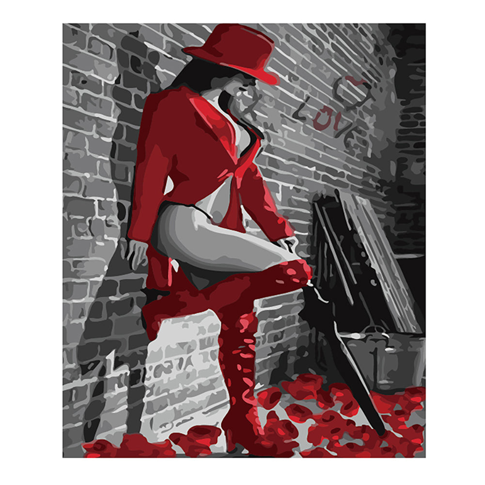 Lady in Red Boots - 40x50 cm paint by numbers kit