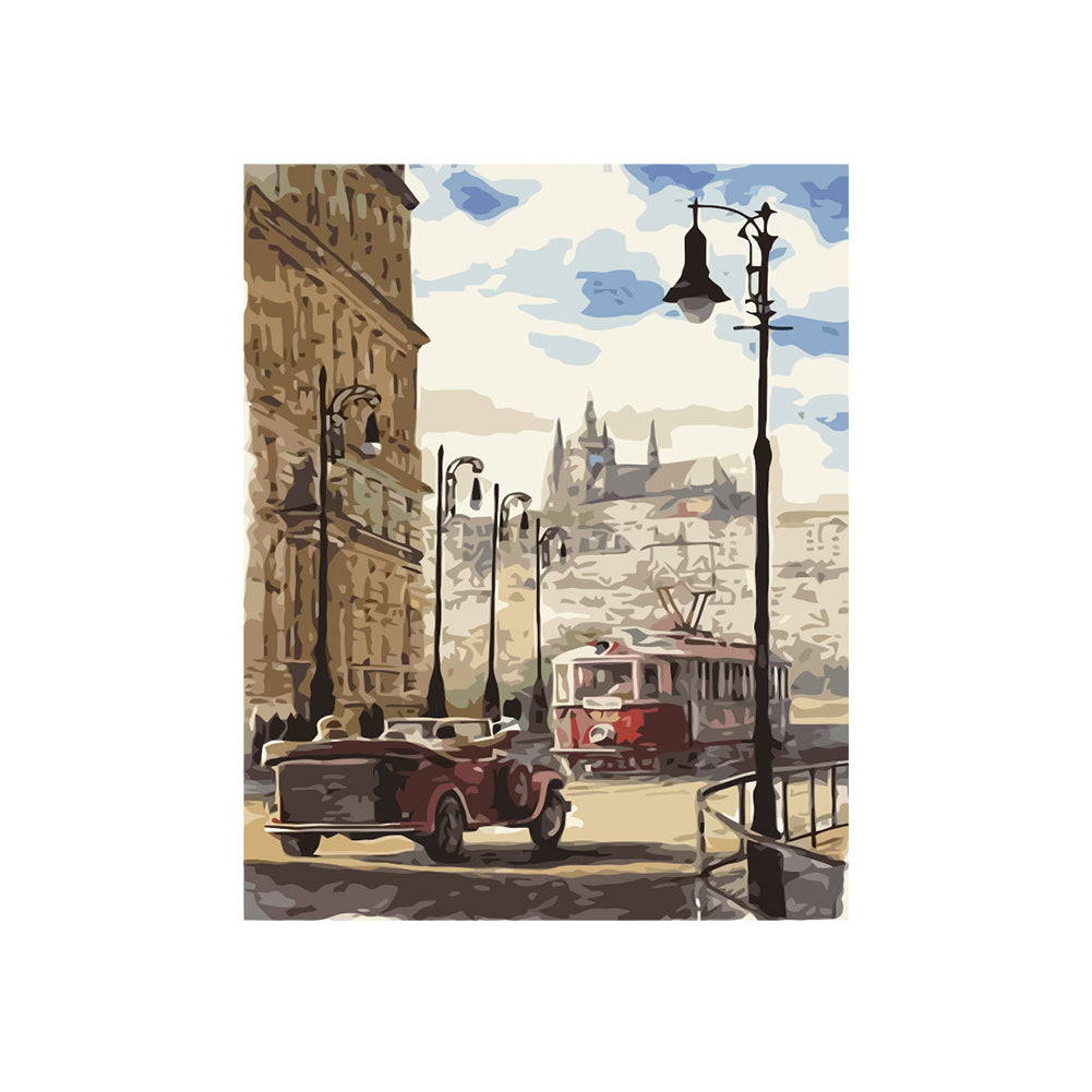 Vintage Prague Street - 40x50 cm paint by numbers kit