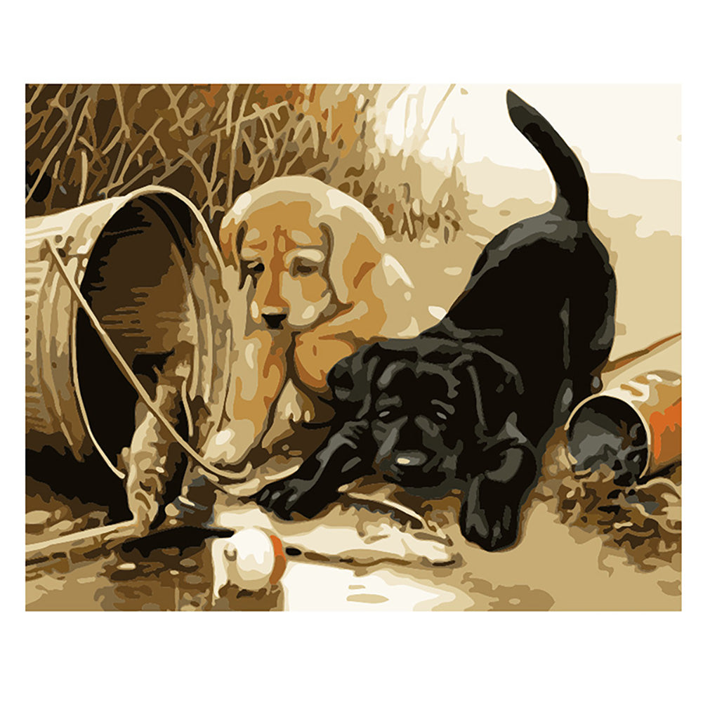 Playful Puppy Pair - 40x50 cm paint by numbers kit