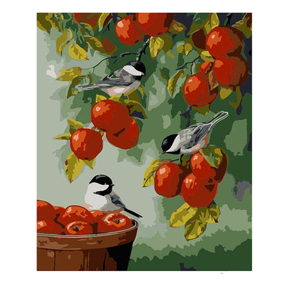 Chickadees Among Red Apples - 40x50 cm paint by numbers kit