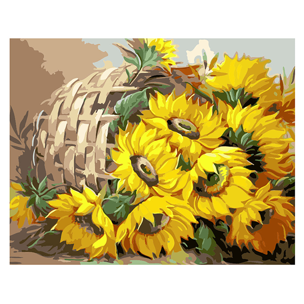 Rustic Sunflower Basket - 40x50 cm paint by numbers kit