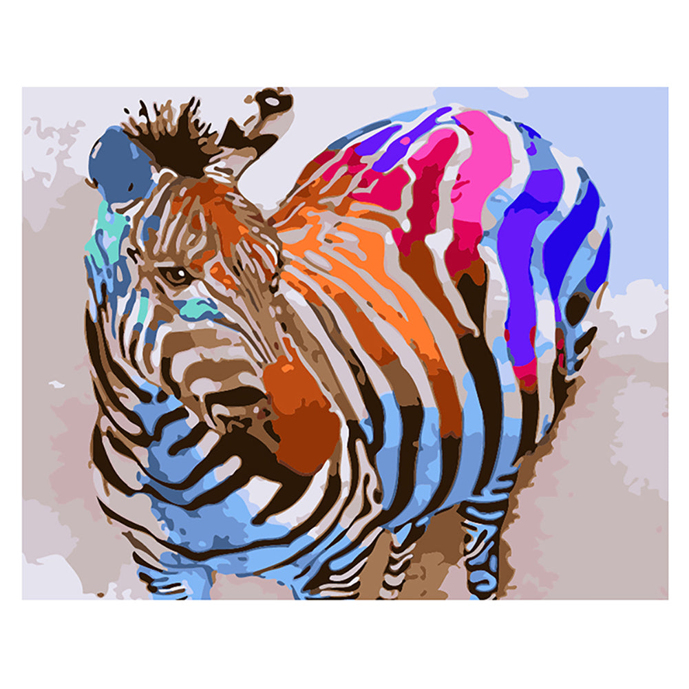 Rainbow Zebra Portrait - 40x50 cm paint by numbers kit