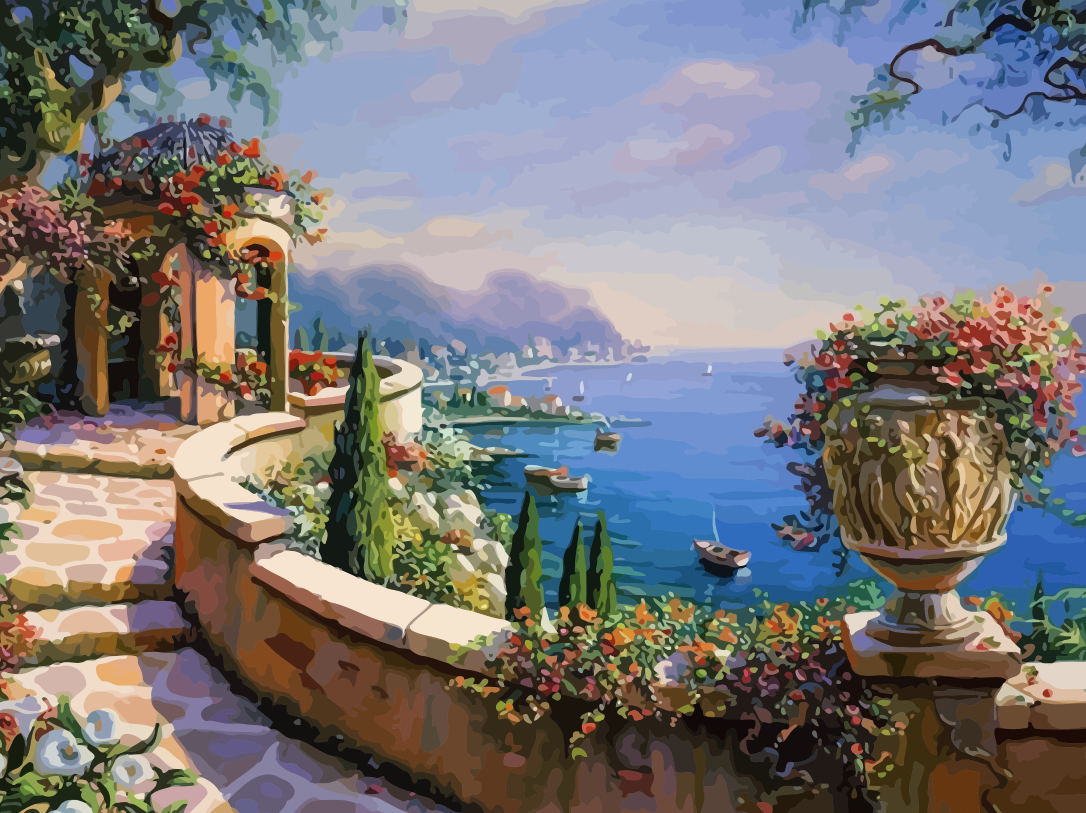 Mediterranean Coastal Garden - 40x50 cm paint by numbers kit